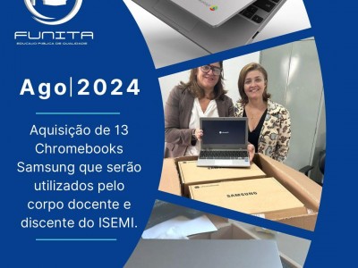 Foto 1 de 1 - Aquisição de 13 chromebooks Sansung que serão utilizados pelo corpo docente e discente do ISEMI