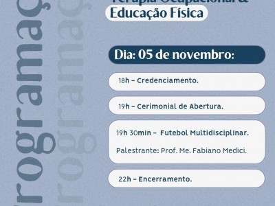 Foto 3 de 4 - Semana acadêmica Pulsar: Jornada de Terapia Ocupacional e Educação Física